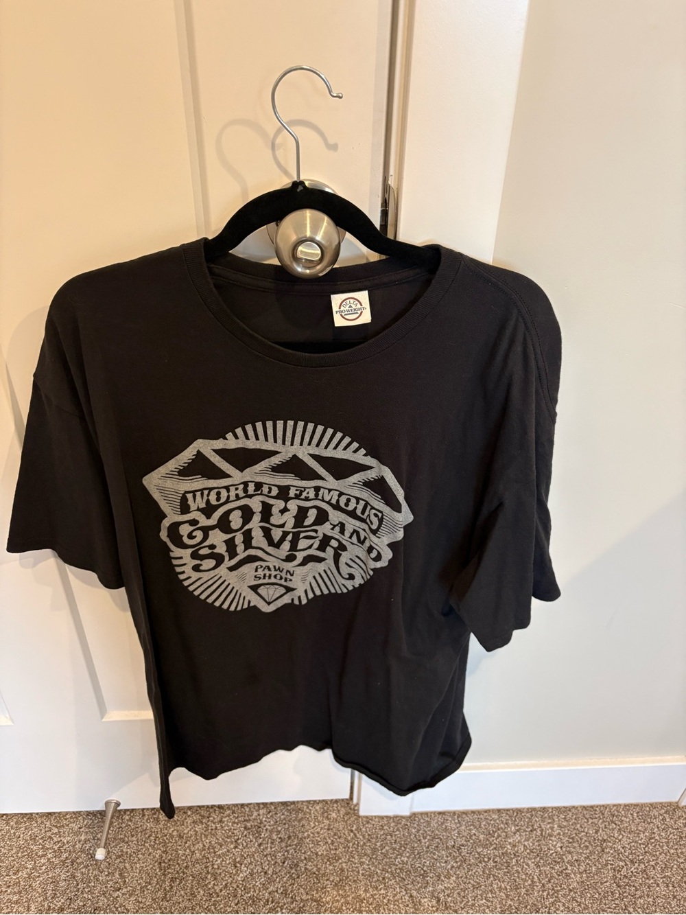 Delta Black Short Sleeve Tee with Silver Graphic